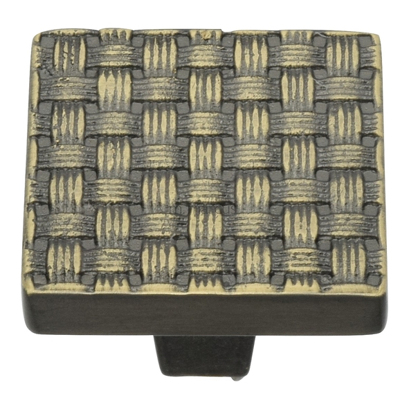 C3631 32-AB  32 x 32 x 26mm  Aged Brass  Heritage Brass Square Weave Cabinet Knob