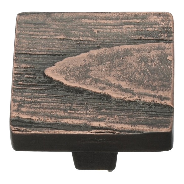 C3664 32-AC  32 x 32 x 26mm  Aged Copper  Heritage Brass Square Pine Cabinet Knob