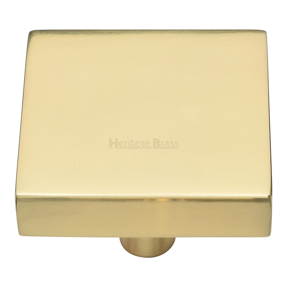 C3685 38-PB  38 x 38 x 9 x 28mm  Polished Brass  Heritage Brass Square Design Cabinet Knob