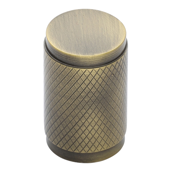 C3840-AT • 21 x 19 x 32mm • Antique Brass • Heritage Brass Knurled Cylinder Cabinet Knob