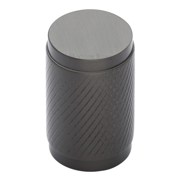 C3840-MB • 21 x 19 x 32mm • Matt Bronze • Heritage Brass Knurled Cylinder Cabinet Knob