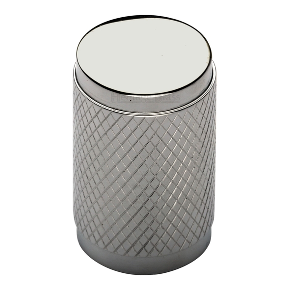 C3840-PNF  21 x 19 x 32mm  Polished Nickel  Heritage Brass Knurled Cylinder Cabinet Knob