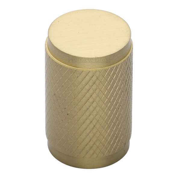 C3840-SB • 21 x 19 x 32mm • Satin Brass • Heritage Brass Knurled Cylinder Cabinet Knob