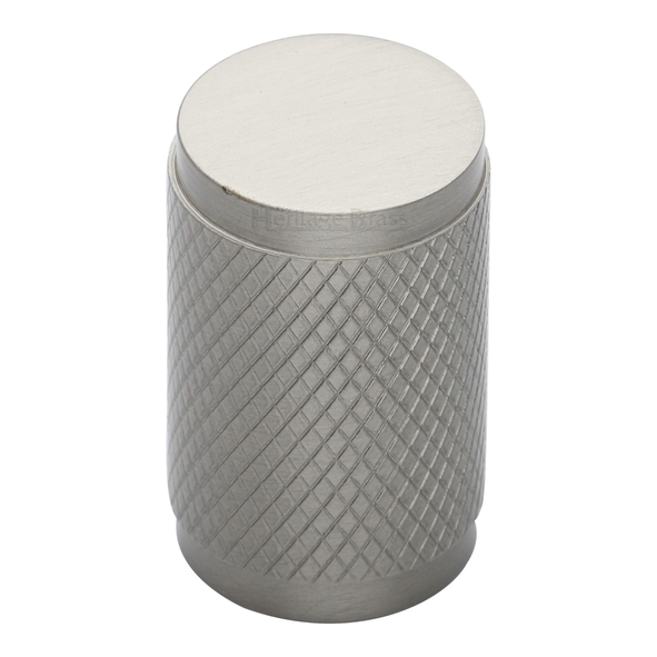 C3840-SN • 21 x 19 x 32mm • Satin Nickel • Heritage Brass Knurled Cylinder Cabinet Knob