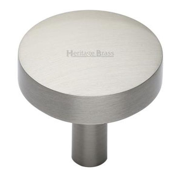 C3875 32-SN • 32 x 8 x 32mm • Satin Nickel • Heritage Brass Domed Disc Cabinet Knob