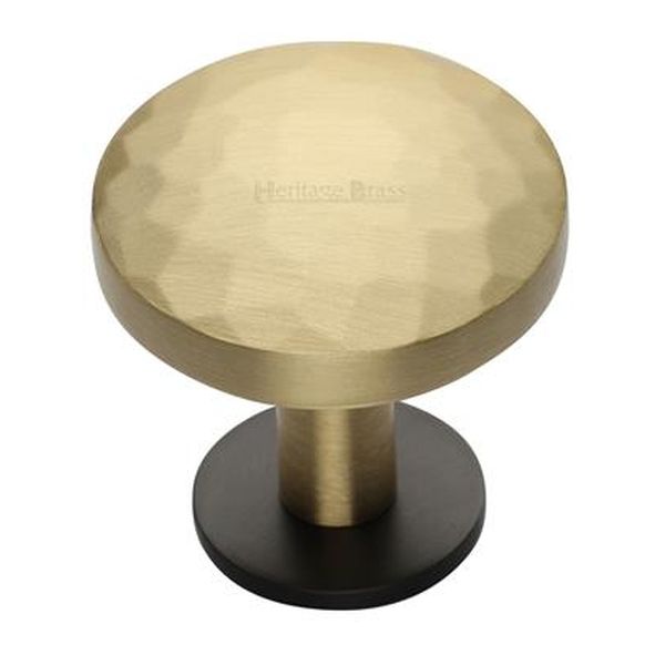C3876 32-BSB  32 x 20 x 34mm  Satin Brass / Matt Bronze  Heritage Brass Hammered Disc On Rose Cabinet Knob