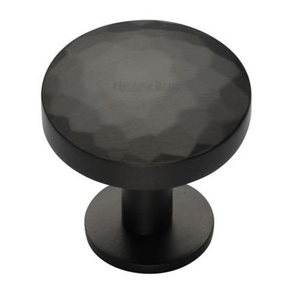 C3876 32-MB • 32 x 20 x 34mm • Matt Bronze • Heritage Brass Hammered Disc On Rose Cabinet Knob