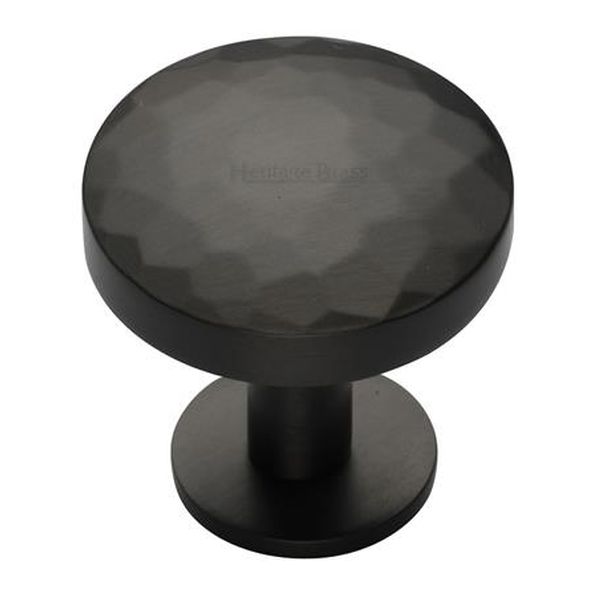 C3876 38-MB • 38 x 20 x 34mm • Matt Bronze • Heritage Brass Hammered Disc On Rose Cabinet Knob