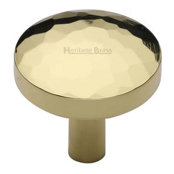 C3877 32-PB • 32 x 8 x 32mm • Polished Brass • Heritage Brass Hammered Disc Cabinet Knob