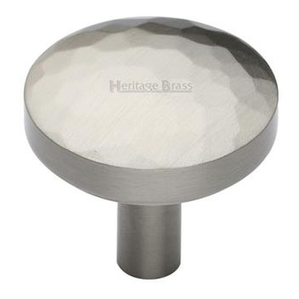 C3877 32-SN  32 x 8 x 32mm  Satin Nickel  Heritage Brass Hammered Disc Cabinet Knob