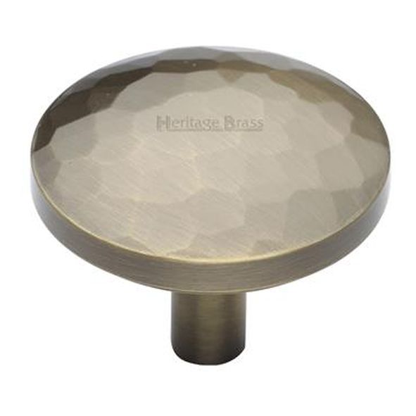 C3877 38-AT • 38 x 8 x 32mm • Antique Brass • Heritage Brass Hammered Disc Cabinet Knob