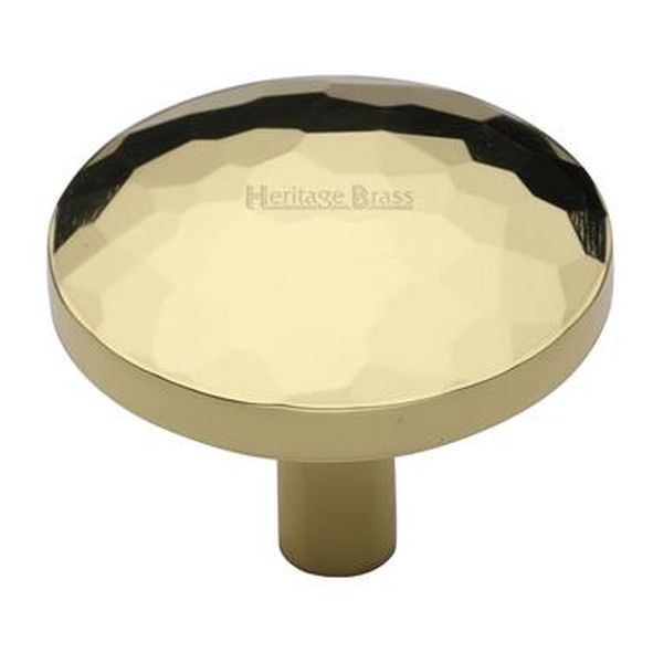 C3877 38-PB  38 x 8 x 32mm  Polished Brass  Heritage Brass Hammered Disc Cabinet Knob