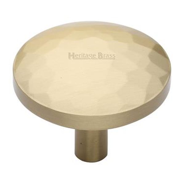 C3877 38-SB • 38 x 8 x 32mm • Satin Brass • Heritage Brass Hammered Disc Cabinet Knob