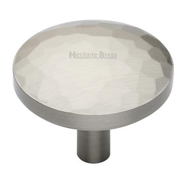 C3877 38-SN • 38 x 8 x 32mm • Satin Nickel • Heritage Brass Hammered Disc Cabinet Knob