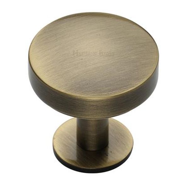C3878 32-AT  32 x 20 x 34mm  Antique Brass  Heritage Brass Domed Disc On Rose Cabinet Knob