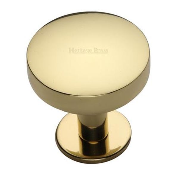 C3878 32-PB • 32 x 20 x 34mm • Polished Brass • Heritage Brass Domed Disc On Rose Cabinet Knob