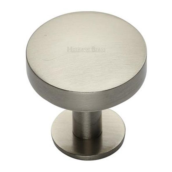 C3878 32-SN • 32 x 20 x 34mm • Satin Nickel • Heritage Brass Domed Disc On Rose Cabinet Knob