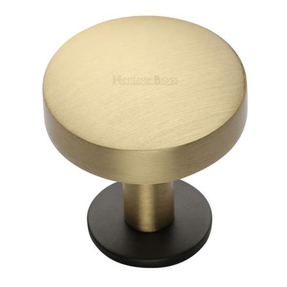 C3878 38-BSB • 38 x 20 x 34mm • Satin Brass / Matt Bronze • Heritage Brass Domed Disc On Rose Cabinet Knob