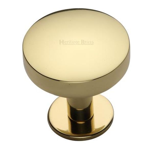 C3878 38-PB • 38 x 20 x 34mm • Polished Brass • Heritage Brass Domed Disc On Rose Cabinet Knob