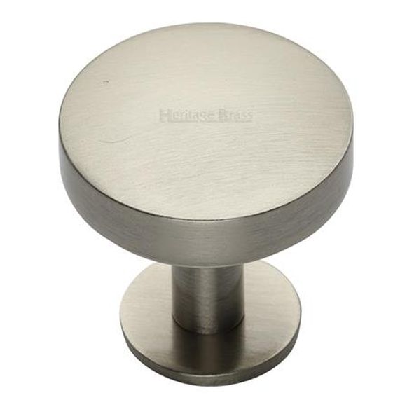 C3878 38-SN  38 x 20 x 34mm  Satin Nickel  Heritage Brass Domed Disc On Rose Cabinet Knob