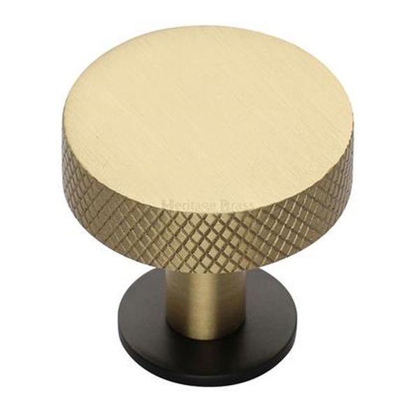 C3882 32-BSB  32 x 20 x 31mm  Satin Brass / Matt Bronze  Heritage Brass Knurled Disc On Rose Cabinet Knob