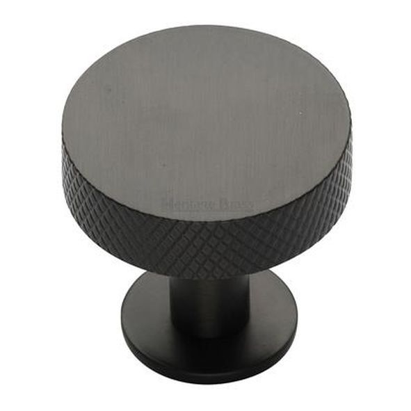 C3882 32-MB  32 x 20 x 31mm  Matt Bronze  Heritage Brass Knurled Disc On Rose Cabinet Knob