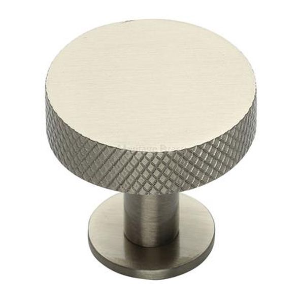 C3882 32-SN • 32 x 20 x 31mm • Satin Nickel • Heritage Brass Knurled Disc On Rose Cabinet Knob