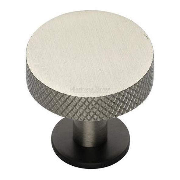 C3882 38-BSN  38 x 20 x 31mm  Satin Nickel / Matt Bronze  Heritage Brass Knurled Disc On Rose Cabinet Knob