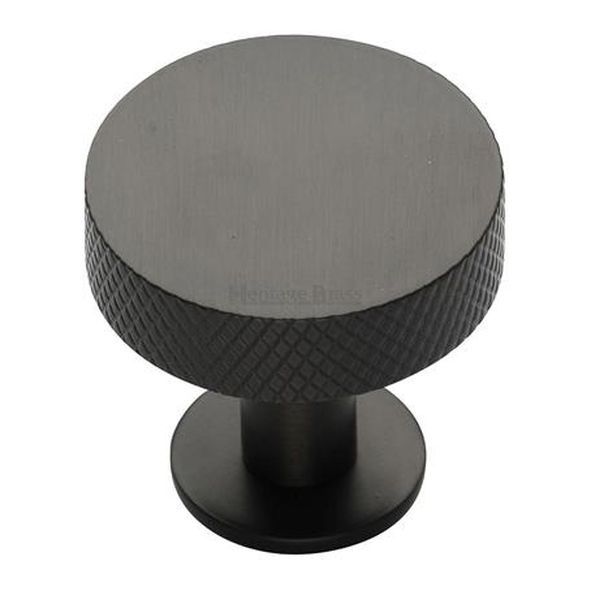 C3882 38-MB • 38 x 20 x 31mm • Matt Bronze • Heritage Brass Knurled Disc On Rose Cabinet Knob