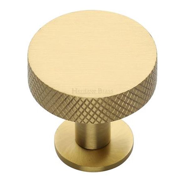 C3882 38-SB  38 x 20 x 31mm  Satin Brass  Heritage Brass Knurled Disc On Rose Cabinet Knob