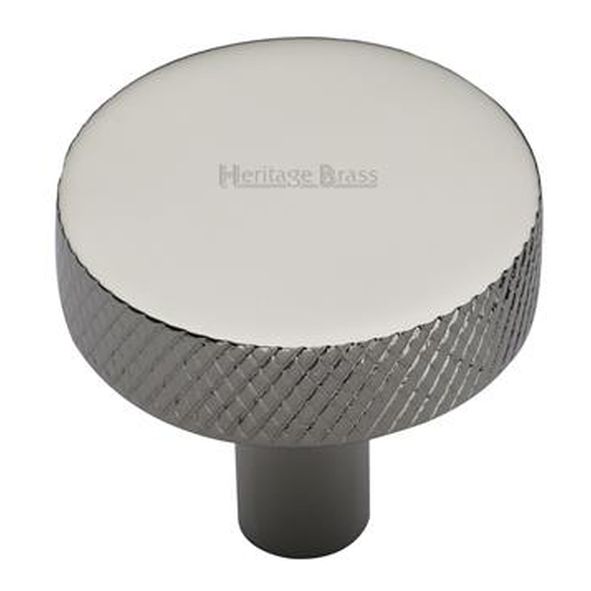 C3884 32-PNF  32 x 9 x 29mm  Polished Nickel  Heritage Brass Knurled Disc Cabinet Knob