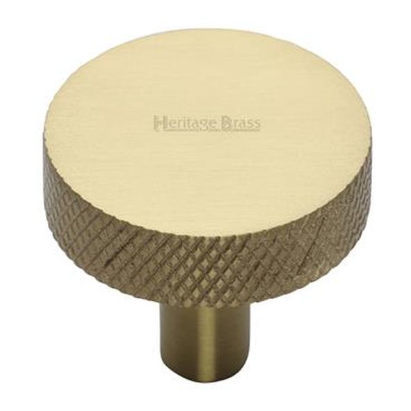 C3884 32-SB • 32 x 9 x 29mm • Satin Brass • Heritage Brass Knurled Disc Cabinet Knob