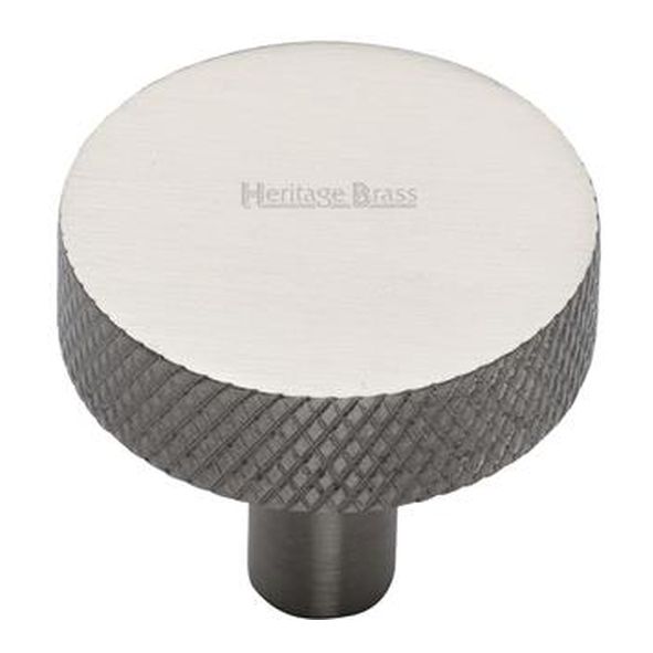 C3884 32-SN  32 x 9 x 29mm  Satin Nickel  Heritage Brass Knurled Disc Cabinet Knob