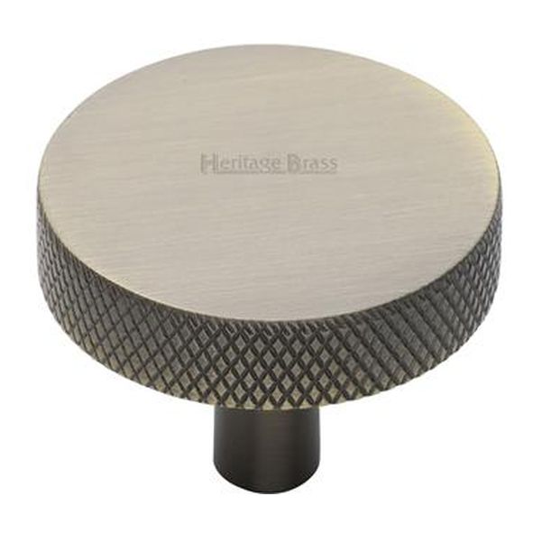 C3884 38-AT • 38 x 9 x 29mm • Antique Brass • Heritage Brass Knurled Disc Cabinet Knob