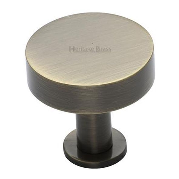 C3885 32-AT  32 x 21 x 29mm  Antique Brass  Heritage Brass Plain Disc With Base Cabinet Knob
