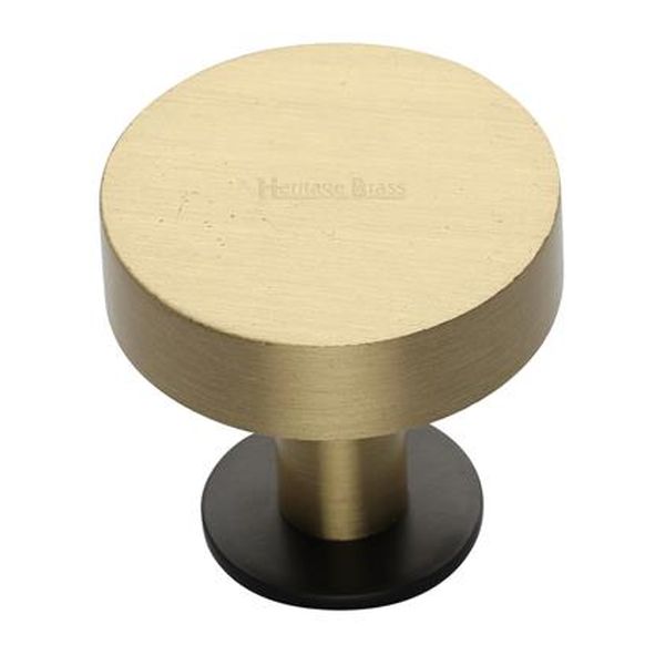 C3885 32-BSB • 32 x 20 x 31mm • Satin Brass / Matt Bronze • Heritage Brass Plain Disc With Base Cabinet Knob