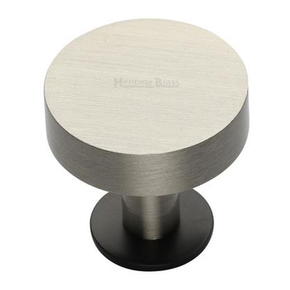 C3885 32-BSN • 32 x 20 x 31mm • Satin Nickel / Matt Bronze • Heritage Brass Plain Disc With Base Cabinet Knob