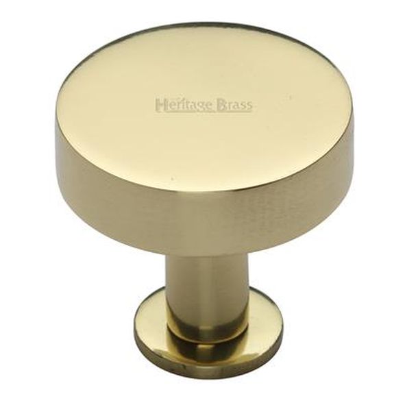 C3885 32-PB  32 x 21 x 29mm  Polished Brass  Heritage Brass Plain Disc With Base Cabinet Knob