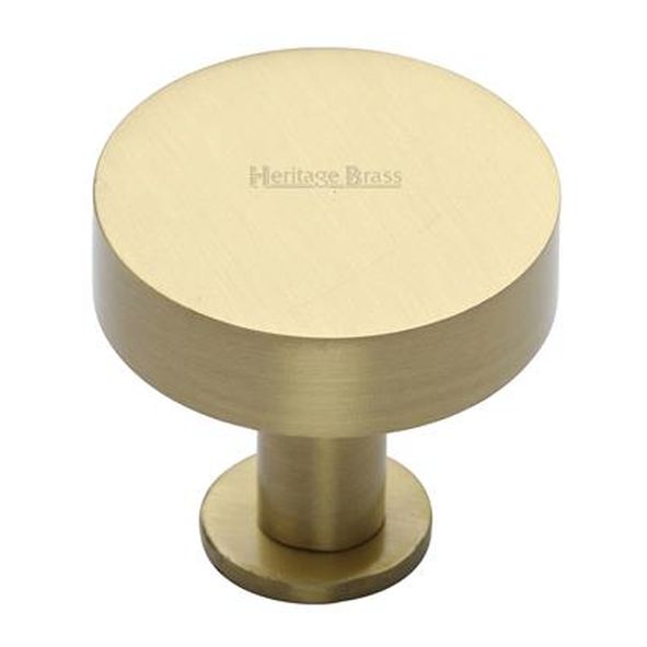 C3885 32-SB • 32 x 21 x 29mm • Satin Brass • Heritage Brass Plain Disc With Base Cabinet Knob