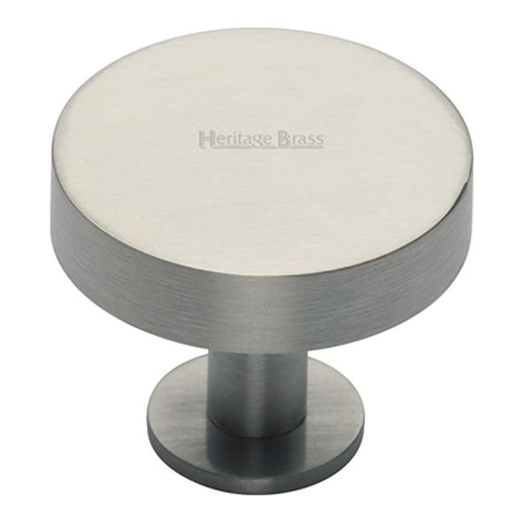 C3885 32-SN • 32 x 21 x 29mm • Satin Nickel • Heritage Brass Plain Disc With Base Cabinet Knob