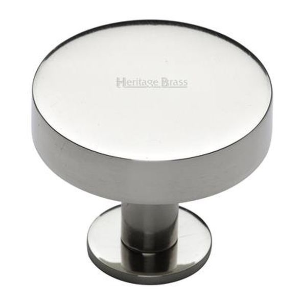 C3885 38-PNF • 38 x 21 x 29mm • Polished Nickel • Heritage Brass Plain Disc With Base Cabinet Knob