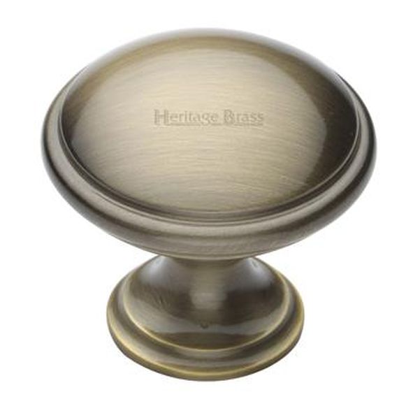 C3950 32-AT • 32 x 19 x 30mm • Antique Brass • Heritage Brass Domed With Base Cabinet Knob