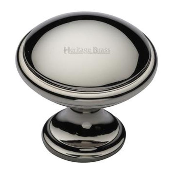 C3950 32-PNF • 32 x 19 x 30mm • Polished Nickel • Heritage Brass Domed With Base Cabinet Knob