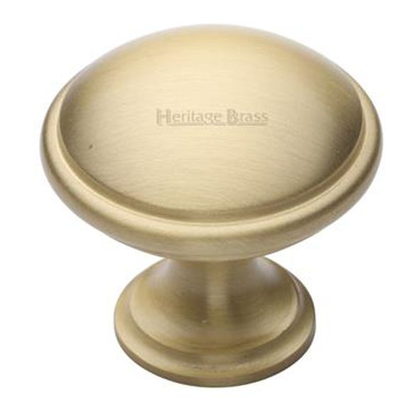 C3950 32-SB • 32 x 19 x 30mm • Satin Brass • Heritage Brass Domed With Base Cabinet Knob