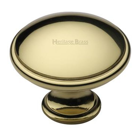 C3950 38-PB  38 x 19 x 30mm  Polished Brass  Heritage Brass Domed With Base Cabinet Knob