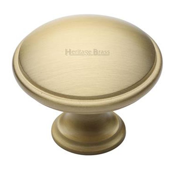 C3950 38-SB • 38 x 19 x 30mm • Satin Brass • Heritage Brass Domed With Base Cabinet Knob