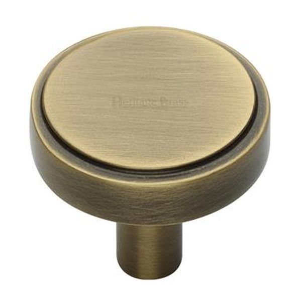 C3952 32-AT • 32 x 9 x 29mm • Antique Brass • Heritage Brass Stepped Disc Cabinet Knob