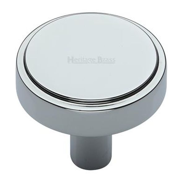 C3952 38-PC • 38 x 9 x 29mm • Polished Chrome • Heritage Brass Stepped Disc Cabinet Knob