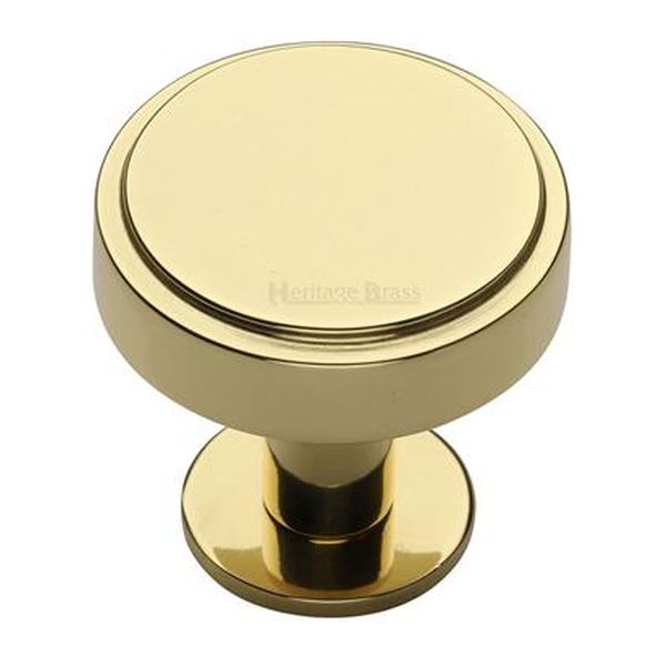 C3954 32-PB  32 x 20 x 31mm  Polished Brass  Heritage Brass Stepped Disc On Rose Cabinet Knob