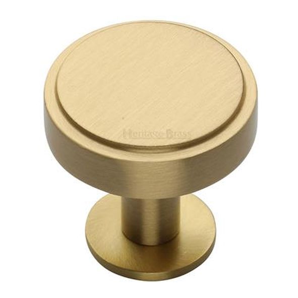 C3954 32-SB • 32 x 20 x 31mm • Satin Brass • Heritage Brass Stepped Disc On Rose Cabinet Knob